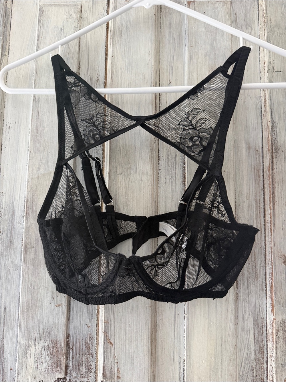 Fleur du Mal Black Sheer Lace Underwire Bralette